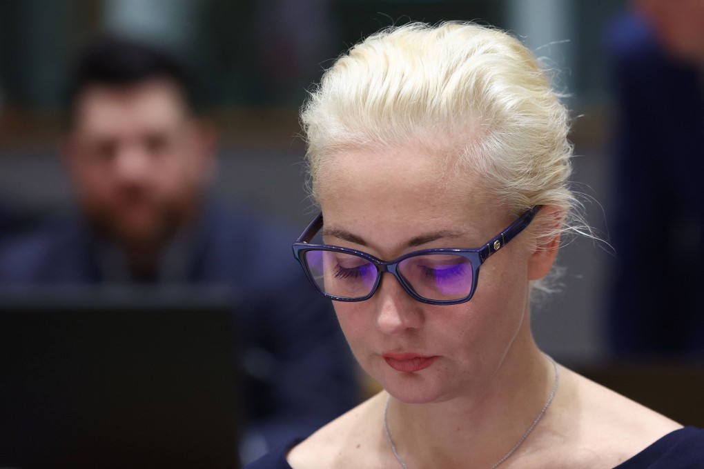 Leading Kremlin critic  Alexei Navalny’s widow Yulia Navalnaya takes part in a meeting of European Union Foreign Ministers in Brussels. Photo: AFP