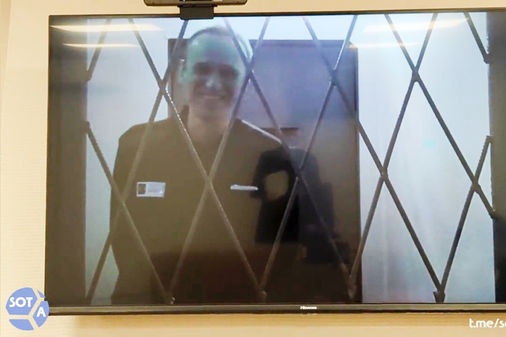 Alexei Navalny appears via a video link from prison, the day before he died. Photo: Russian Federal Penitentiary Service via SOTAVISION via AP