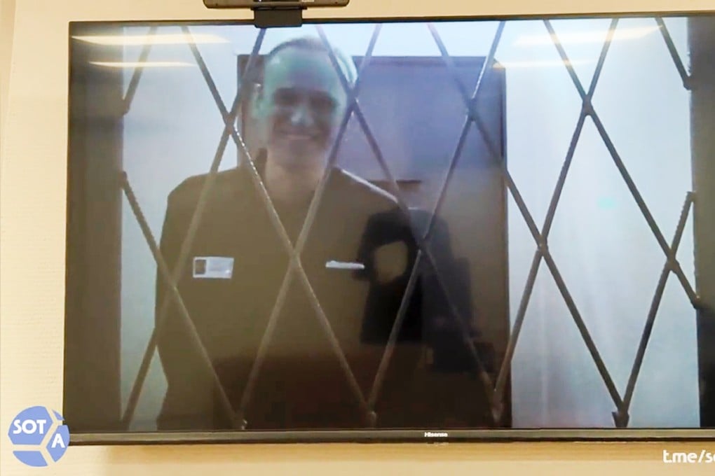 Alexei Navalny appears via a video link from prison, the day before he died. Photo: Russian Federal Penitentiary Service via SOTAVISION via AP