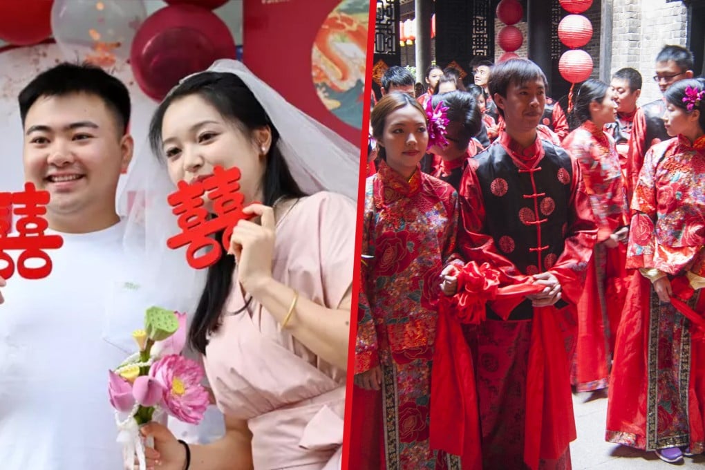 Growing numbers of young people in China are rejecting the tradition of having an elaborate and expensive wedding and embracing a more no-frills celebration. Photo: SCMP composite/Shutterstock/Baidu