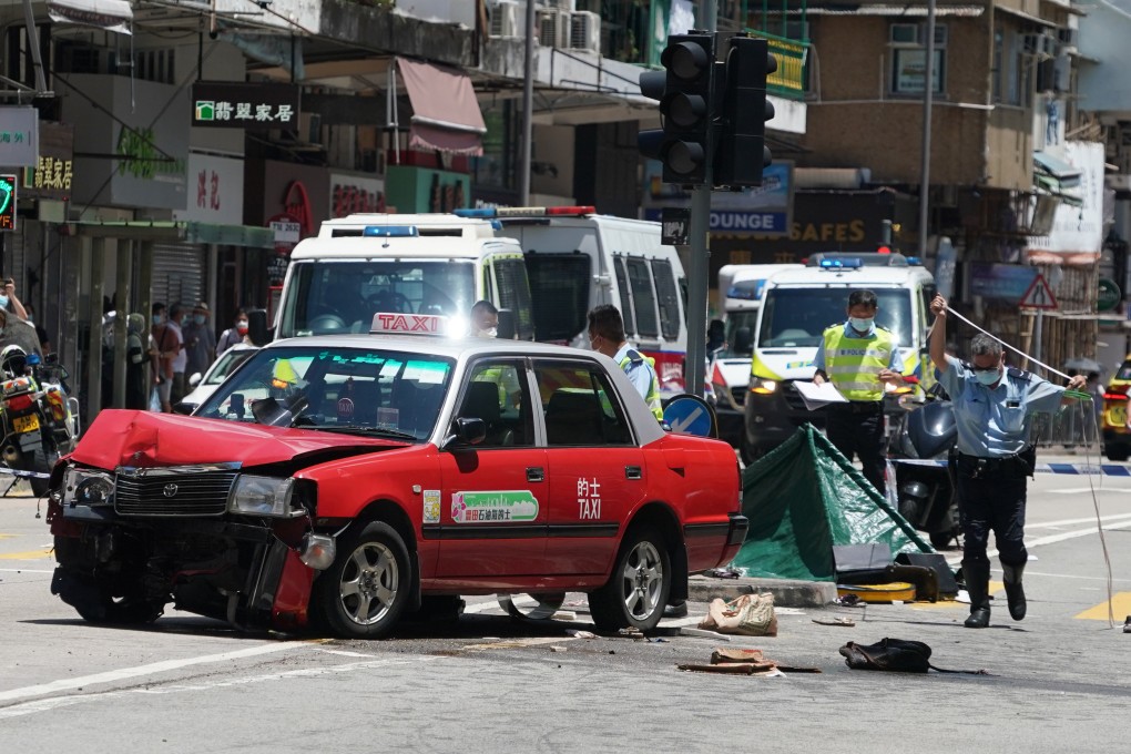 The aftermath of the crash on Kwong Fuk Road in Tai Po. One person died at the scene, and another a day later in hospital. Photo: Felix Wong