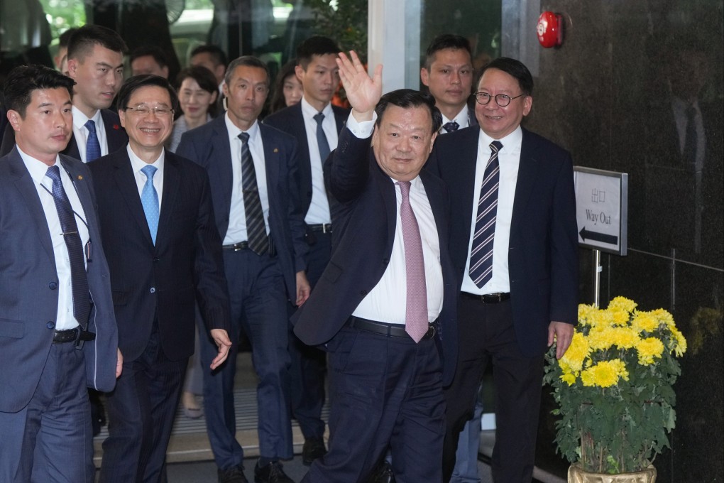 Xia Baolong, director of the Hong Kong and Macau Affairs Office, arrives at the government office in Admiralty. Photo: Sam Tsang