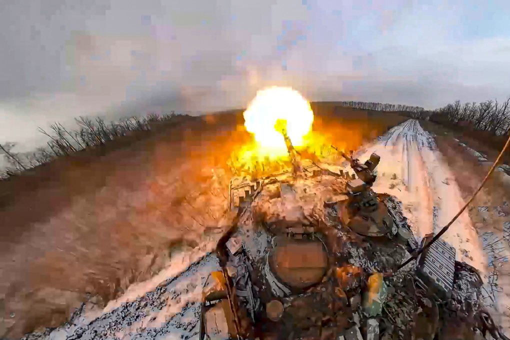 A Russian tank fires a cannon at an undisclosed location in Ukraine. Photo: Russian Defense Ministry Press Service via AP