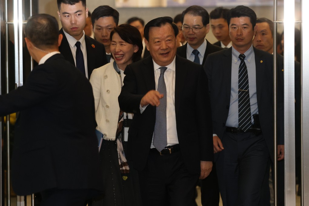 Xia Baolong, director of the Hong Kong and Macau Affairs Office, arrives at the government’s headquarters in Admiralty during the second day of his visit to Hong Kong on February 23. Photo: Yik Yeung-man