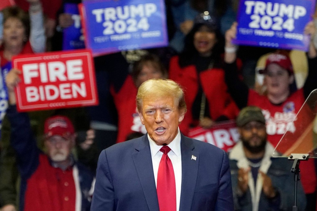 Former US president Donald Trump speaks at a “Get Out the Vote” rally at the Winthrop Coliseum in Rock Hill, South Carolina, on Friday. Photo: AFP