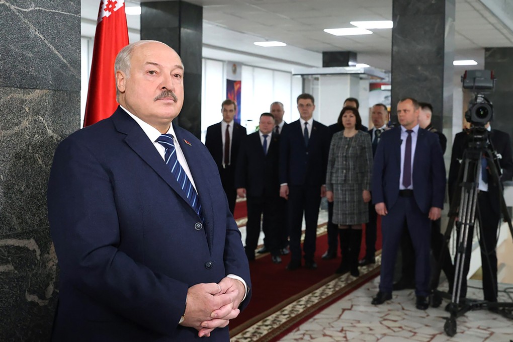 Belarus President Alexander Lukashenko addresses the media in Minsk on Sunday. Photo: Belarusian Presidential Press Service via AP