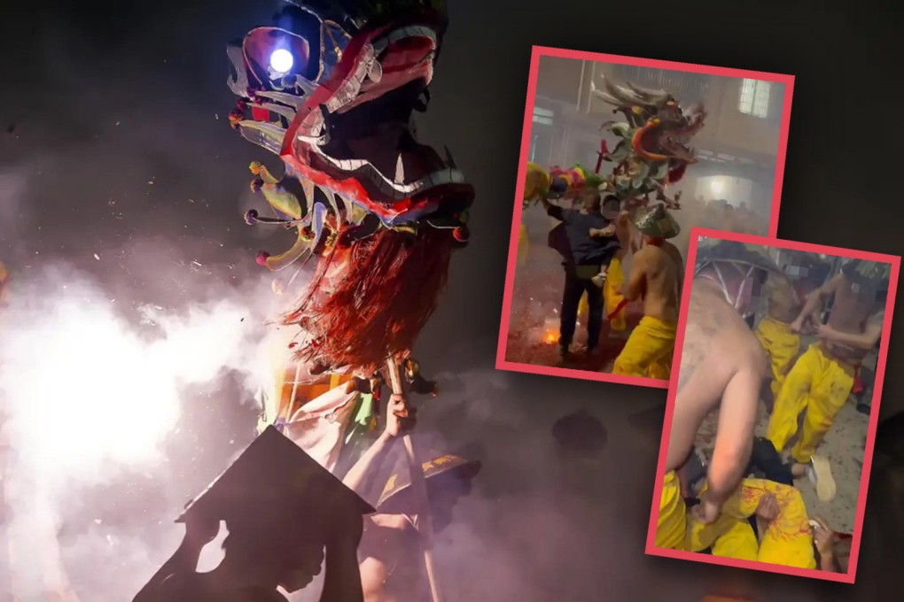 A police probe has been launched in China after a group of men physically attacked another man who was helping a child yank the beard of a dragon during a regional festival because they were angry that his actions would bring bad luck. Photo: SCMP composite/Baidu