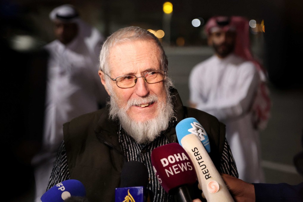 Austrian far-right activist Herbert Fitz after arriving in Doha, Qatar. Photo: AFP