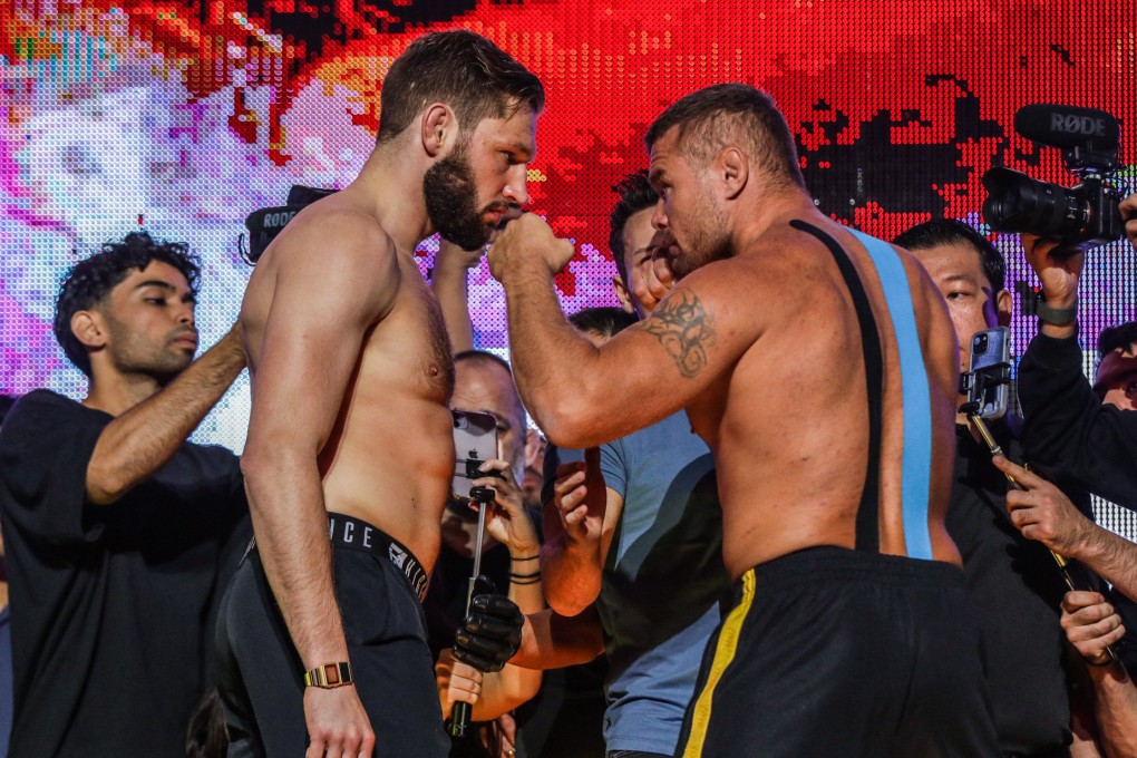 Reinier de Ridder (left) and Anatoly Malykhin will face off at their pre-fight press conference on Tuesday. Photo: ONE Championship