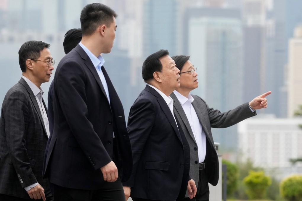 Xia Baolong (second to right) at the West Kowloon Cultural District with Chief Executive John Lee (right). Photo: Elson Li