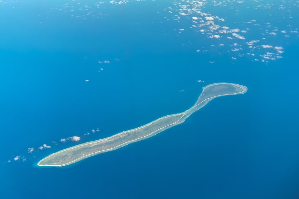 Aerial view of the Agalega Islands, two islands in the Indian Ocean, governed by Mauritius. Photo: Shutterstock