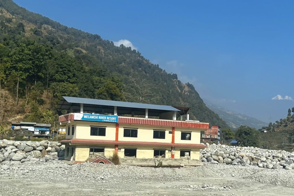 The ground floor of a resort completely covered by rubble from the flood. Photo: Meenakshi J