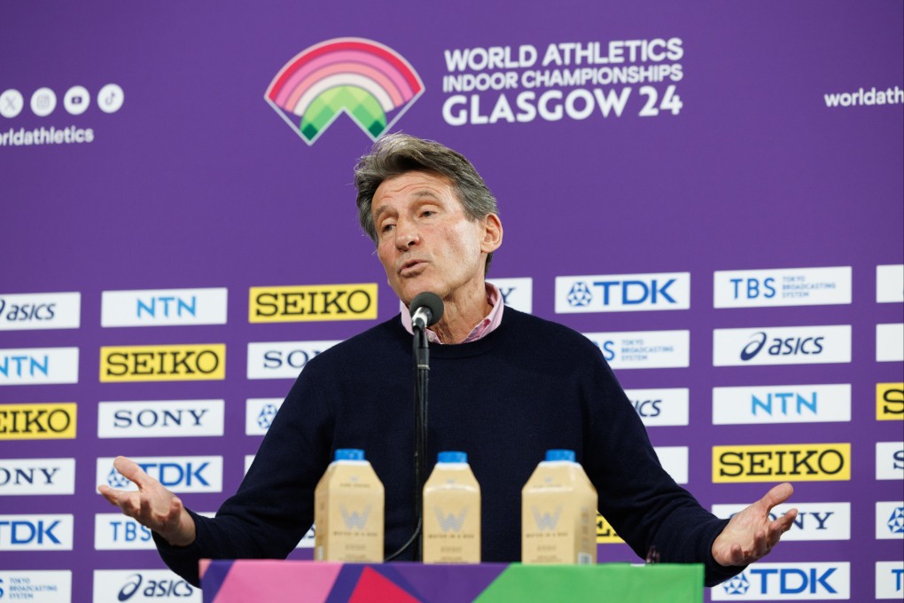 World Athletics president Sebastian Coe, speaking at a press conference at the World Indoor Championships in Glasgow, says he ‘can’t really get excited’ about the Enhanced Games. Photo: EPA-EFE