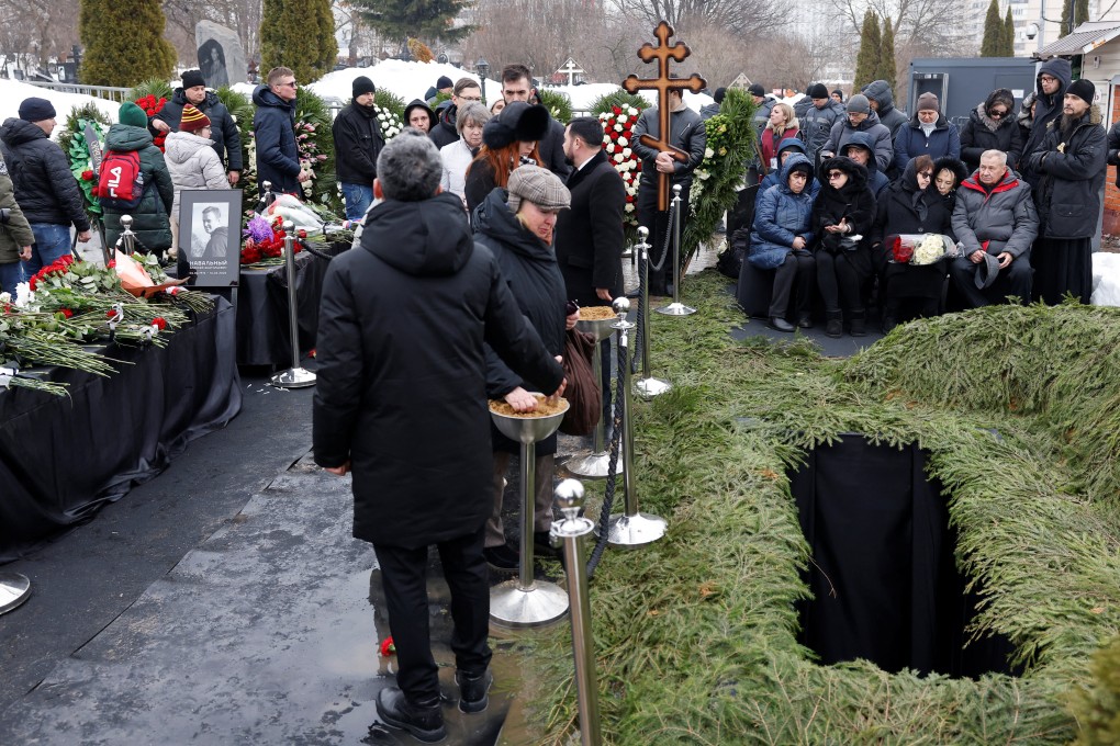 People attend the funeral of Russian opposition politician Alexei Navalny at the Borisovskoye cemetery in Moscow on Friday. Photo: Reuters