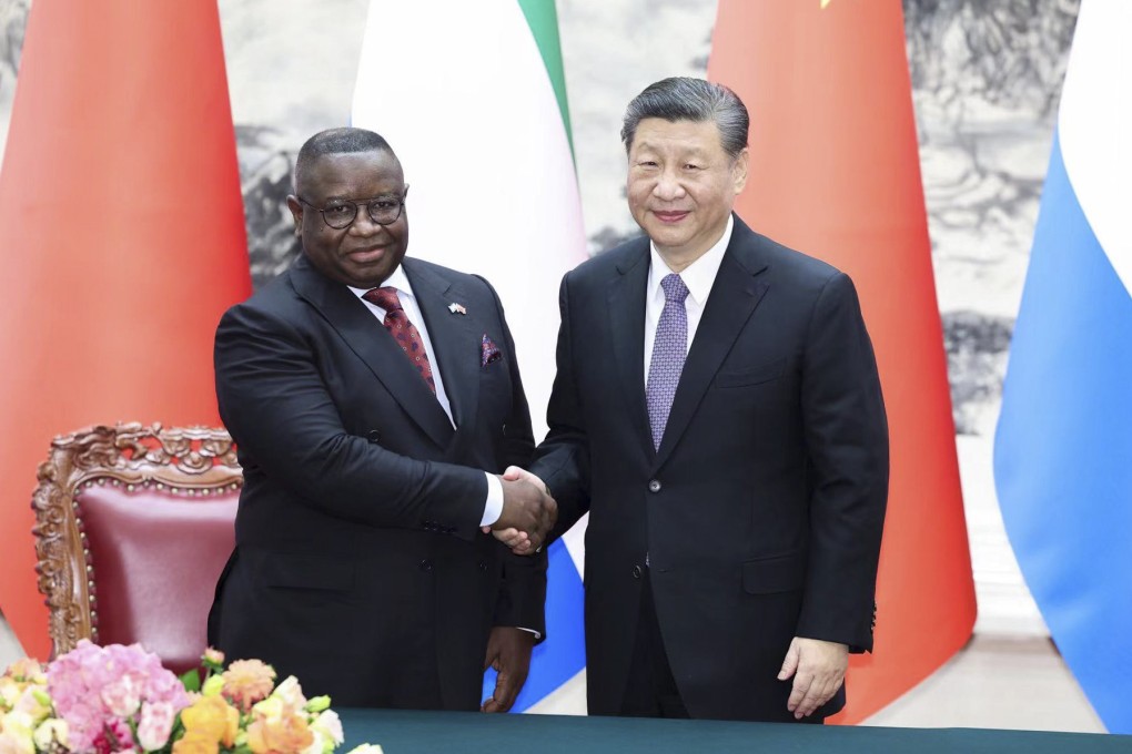 Sierra Leone President Julius Maada Bio and Chinese President Xi Jinping during the West African leader’s state visit to China this week. Photo: Xinhua