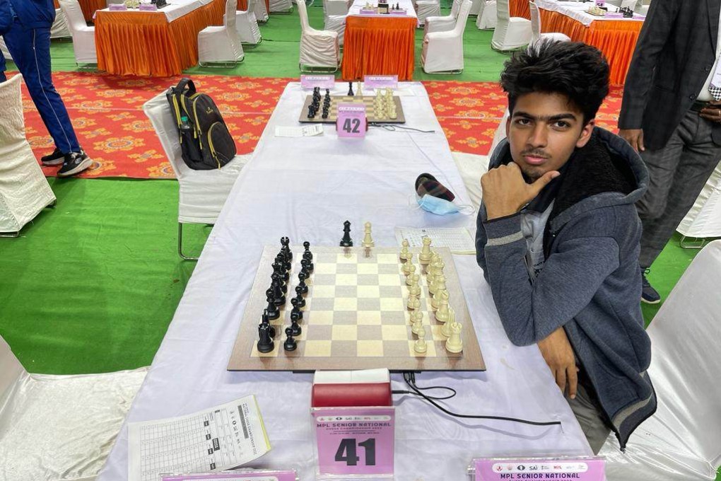 Indian chess prodigy Srihari Lakshminarasimhan at the National Senior Chess Championship in New Delhi, India, in 2022. Photo: Handout