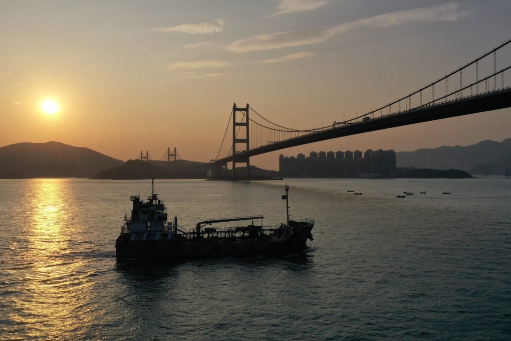 Vessels pass Hong Kong’s Tsing Ma Bridge. The city aims to establish a regional green fuel bunkering centre to make shipping more environmentally friendly. Photo: Martin Chan