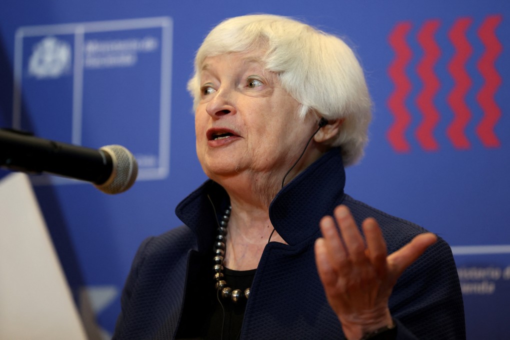 US Treasury Secretary Janet Yellen attends a press conference in Santiago, Chile, on Friday. Photo: Reuters