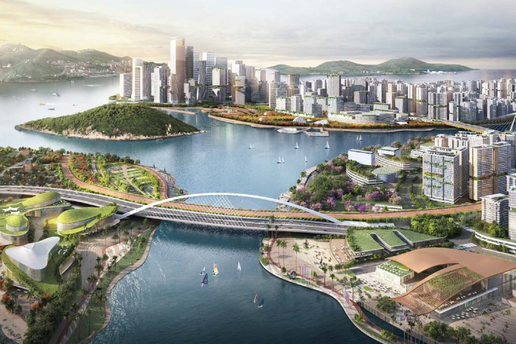 An illustration of the Lantau Tomorrow Vision project. The city’s finance chief has said work may be delayed two to three years, at a time when authorities are grappling with a large deficit. Photo: Handout