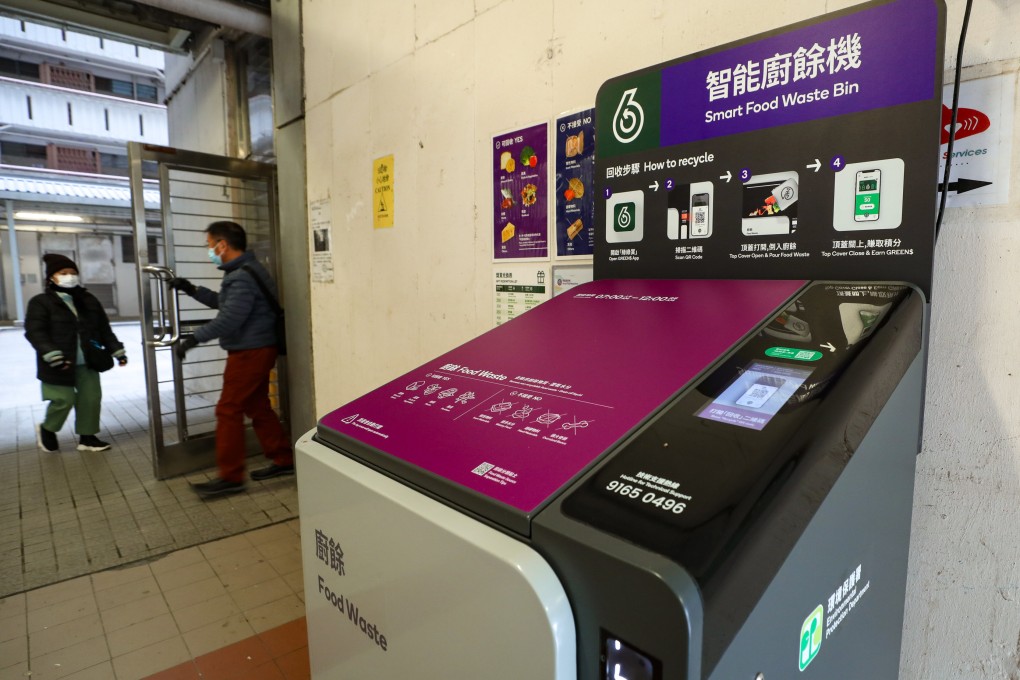 A smart food waste recycling bin located at Ping Shek Estate in Choi Hung. Photo: Sun Yeung