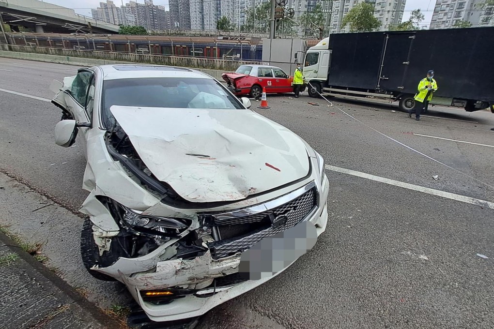 One of the vehicles that sustained heavy damage in the accident. Photo. Handout