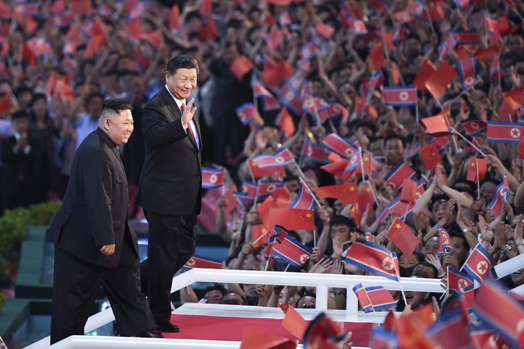 North Korean leader Kim Jong-un and Chinese President Xi Jinping attend a performance at the May Day Stadium in Pyongyang on June 20, 2019. This year marks the 75th anniversary of diplomatic relations between China and North Korea. Photo: Xinhua