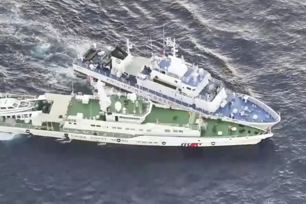 The two coastguard ships collided on Tuesday morning near Second Thomas Shoal. Photo: X/ MenchOsint