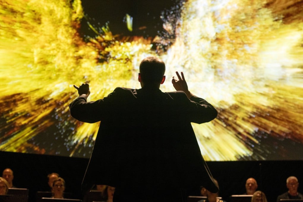 The Netherlands Chamber Choir performs Van Gogh in Me during the 2024 Hong Kong Arts Festival. The concerts featured immersive digital projections of paintings by Van Gogh and Klimt set to music based on works by composers including Debussy, Gustav and Alma Mahler, and Saint-Saëns. Photo: Courtesy of HKAF