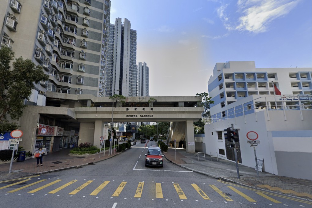 The entrance to the Riviera Gardens housing estate, where a suspected Triad member was severely injured by three masked attackers. Photo: Google