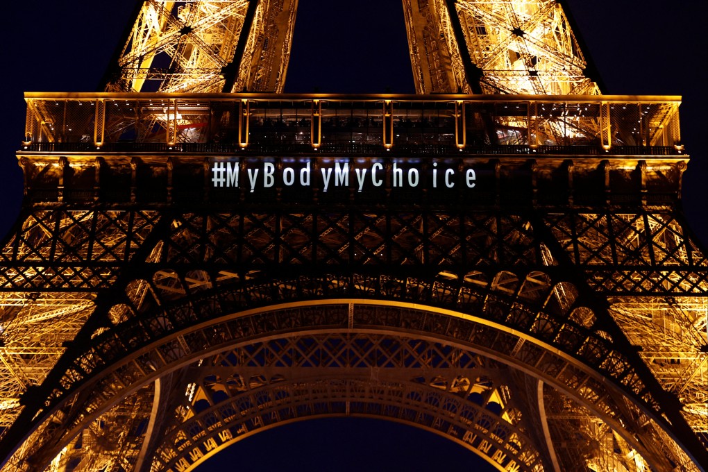 The Eiffel Tower lights up with the message #MyBodyMyChoice after French lawmakers enshrined the right to abortion in its constitution. Photo: Reuters