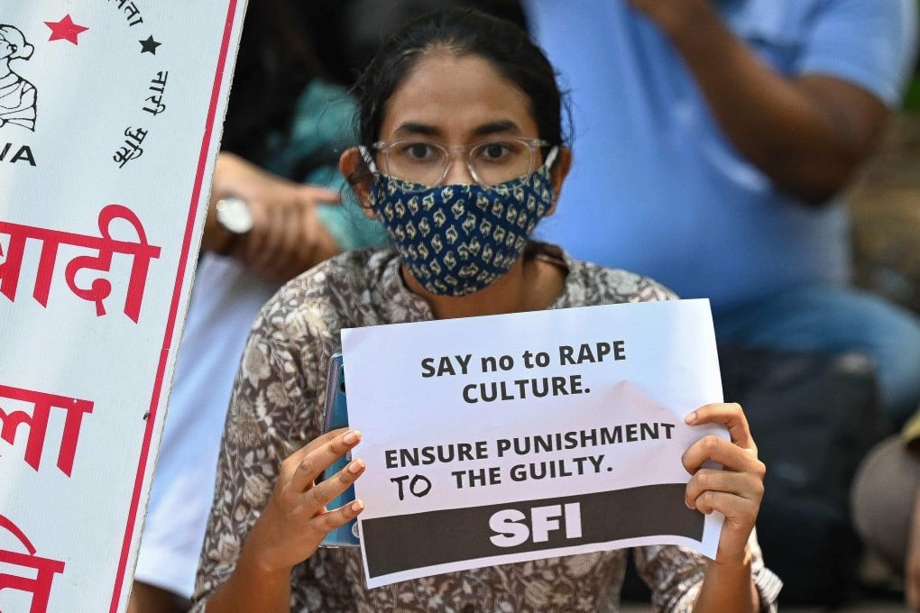 A protest in India against the rape and murder of a nine-year-old girl in 2021. Photo: AFP