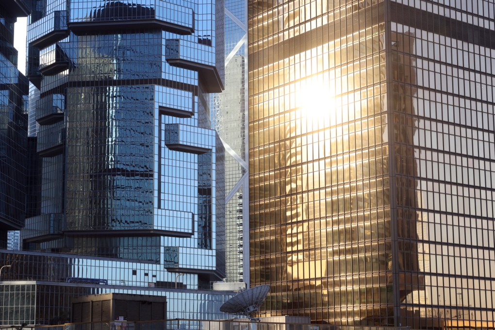 The afternoon sun shines on commercial buildings in Admiralty on October 26, 2023. The incessant use of air conditioning, alongside a myriad of other energy uses, means that Hong Kong’s buildings account for 90 per cent of electricity used in the city. Photo: Yik Yeung-man