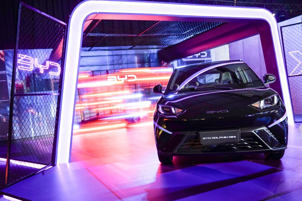 BYD rolls out the new Dolphin Mini electric vehicle during its launch in Mexico City, Mexico, on February 28, 2024. Photo: Reuters