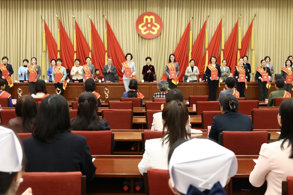 The All-China Women’s Federation holds a meeting to mark International Women’s Day and honour China’s female role models, in Beijing on March 3. Photo: Xinhua