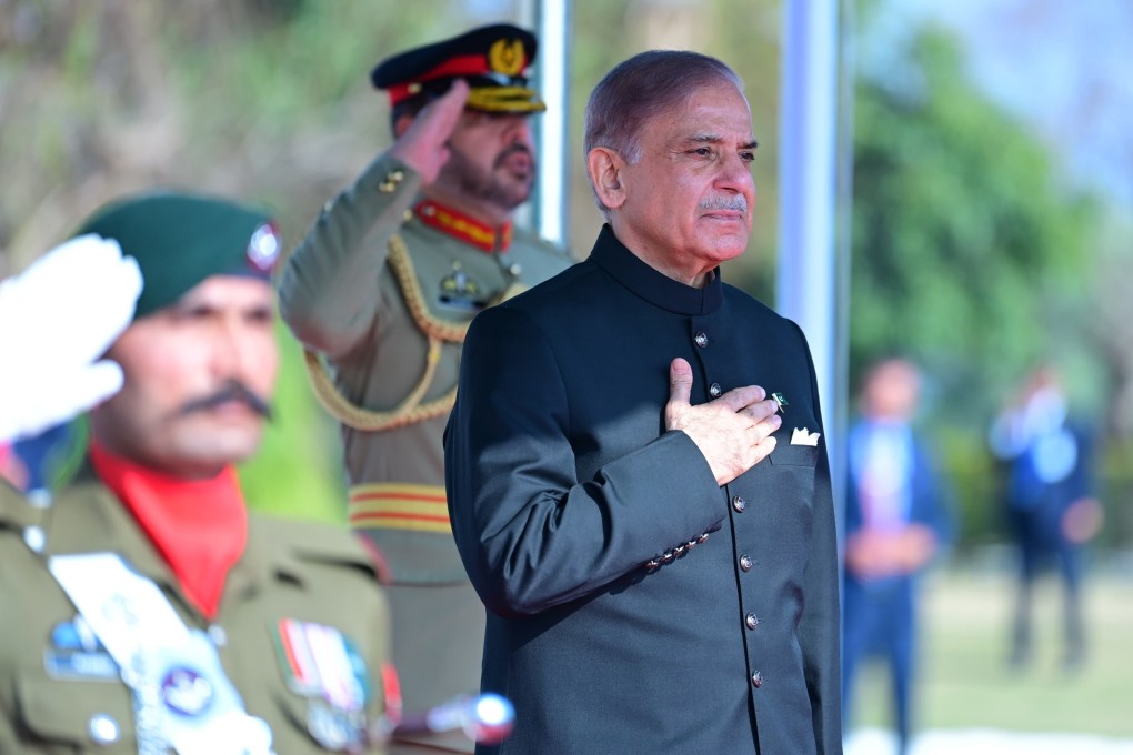 Pakistan Prime Minister Shehbaz Sharif at a guard of honour ceremony in Islamabad on Monday.  Photo: EPA-EFE