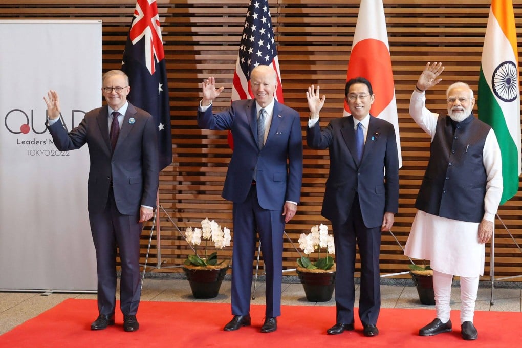 Australian Prime Minister Anthony Albanese, US President Joe Biden, Japanese PM Fumio Kishida, and Indian PM Narendra Modi gather prior to the Quad meeting in Tokyo on May 24, 2022. Photo: AFP