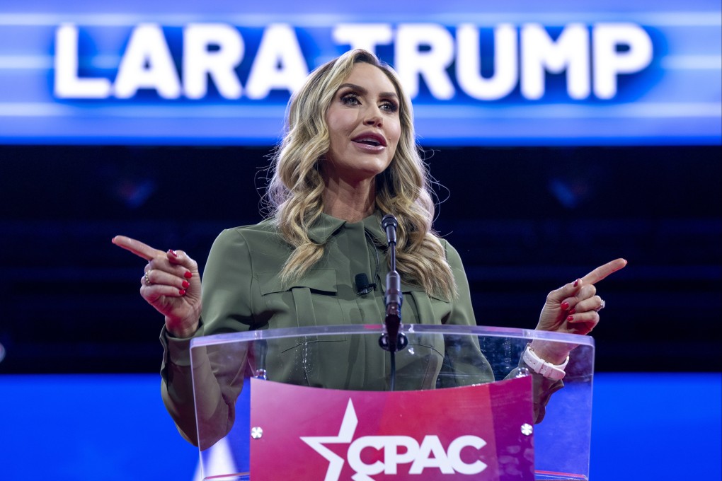 Lara Trump, daughter-in-law of former US president Donald Trump, delivers remarks during the Conservative Political Action Conference at National Harbor, Maryland, in February. Photo: EPA-EFE