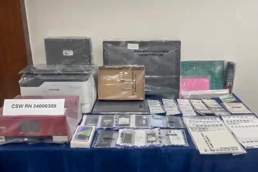 Police seize documents including Hong Kong identity cards, mainland China travel permits, bank cards, driving licences and construction safety training certificates. Photo: Handout