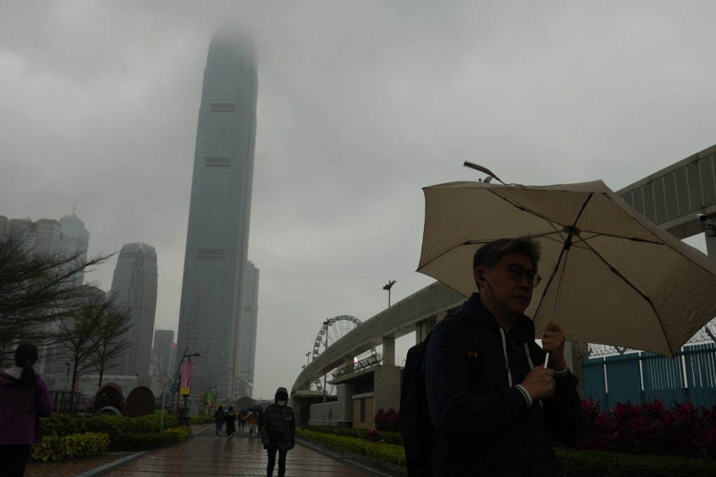 The public braves the cloud and rain at Tamar Park, Admiralty, on Sunday. Photo: Sam Tsang