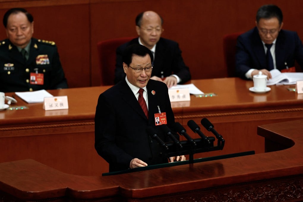 Ying Yong, prosecutor-general of the Supreme People’s Procuratorate, addresses the National People’s Congress, in Beijing on Friday. Photo: Reuters