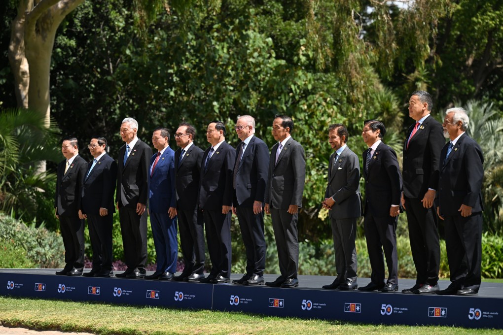 The leaders of Australia and the Association of Southeast Asian Nations members pose for a family photo at Government House in Melbourne during the 2024 Asean-Australia Special Summit on March 6. Photo: dpa