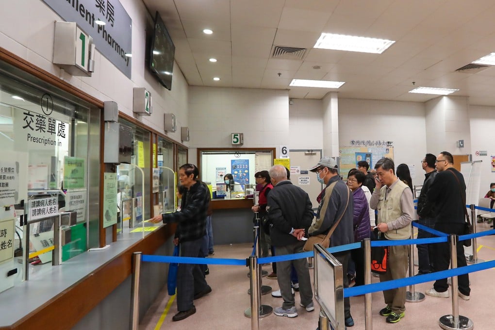Patients wait for prescriptions at a hospital in Mong Kok. Paracetamol is already limited to a four-week course, after authorities reduced the maximum length amid pandemic-related panic buying. Photo: Edward Wong