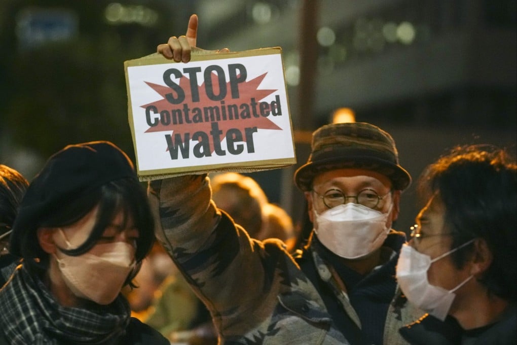 Demonstrators protest nuclear power plants and Japan’s discharge of treated radioactive water into the Pacific Ocean, in front of the prime minister’s official residence in Tokyo. Photo: EPA-EFE