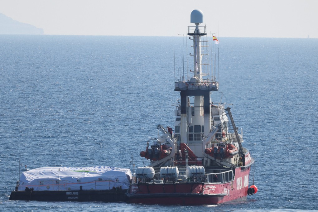 The Open Arms, a rescue vessel owned by a Spanish NGO, departs with humanitarian aid for Gaza. Photo: Reuters