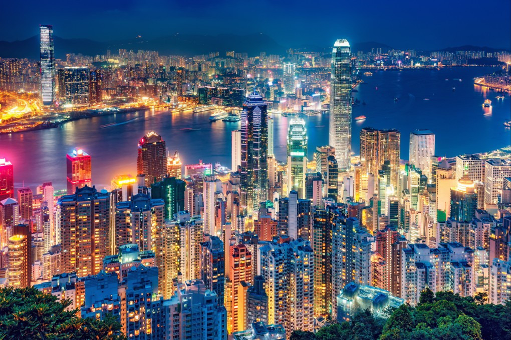 A view of Hong Kong’s skyline at night as seen from Victoria Peak. Photo: Getty Images