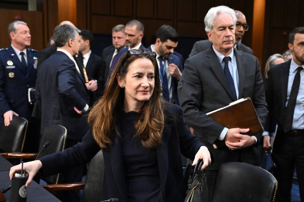 Avril Haines, director of national intelligence (centre), and William Burns, CIA director (right), depart after testifying during a Senate Intelligence Committee hearing on Capitol Hill in Washington on Monday. Photo: AFP