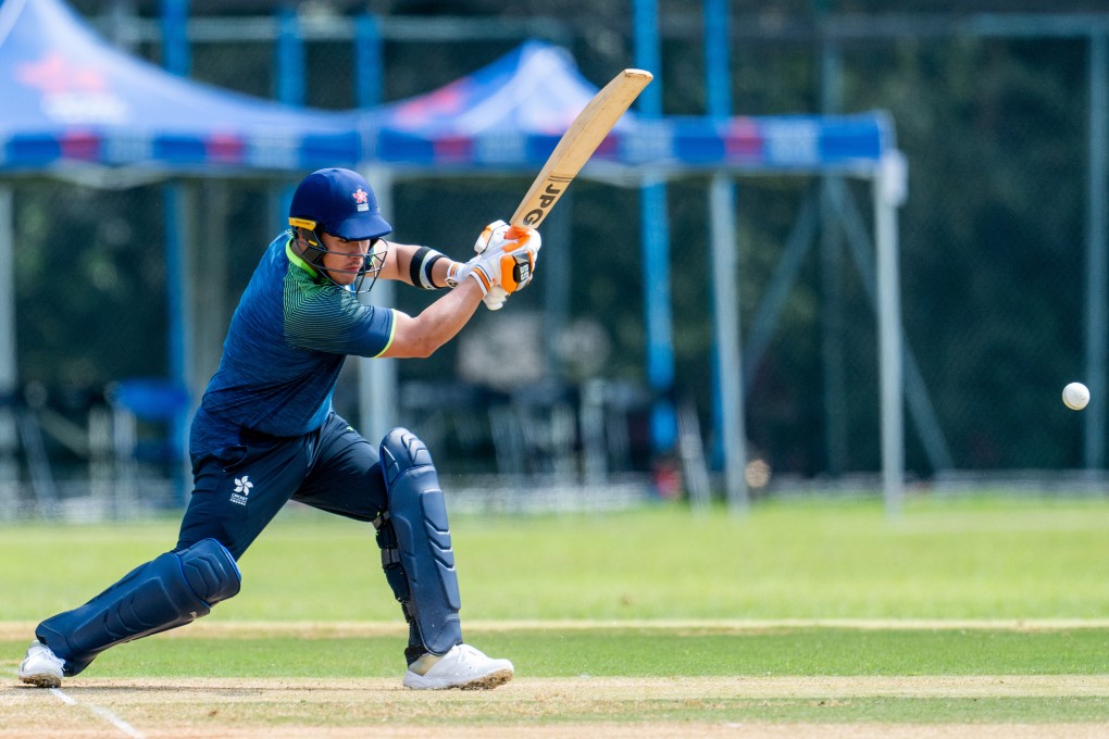 The Hong Kong ‘A’ team’s Jason Liu hit three sixes and six boundaries as he cracked 58 from 40 balls.  Photo: Panda Man Chung Yan