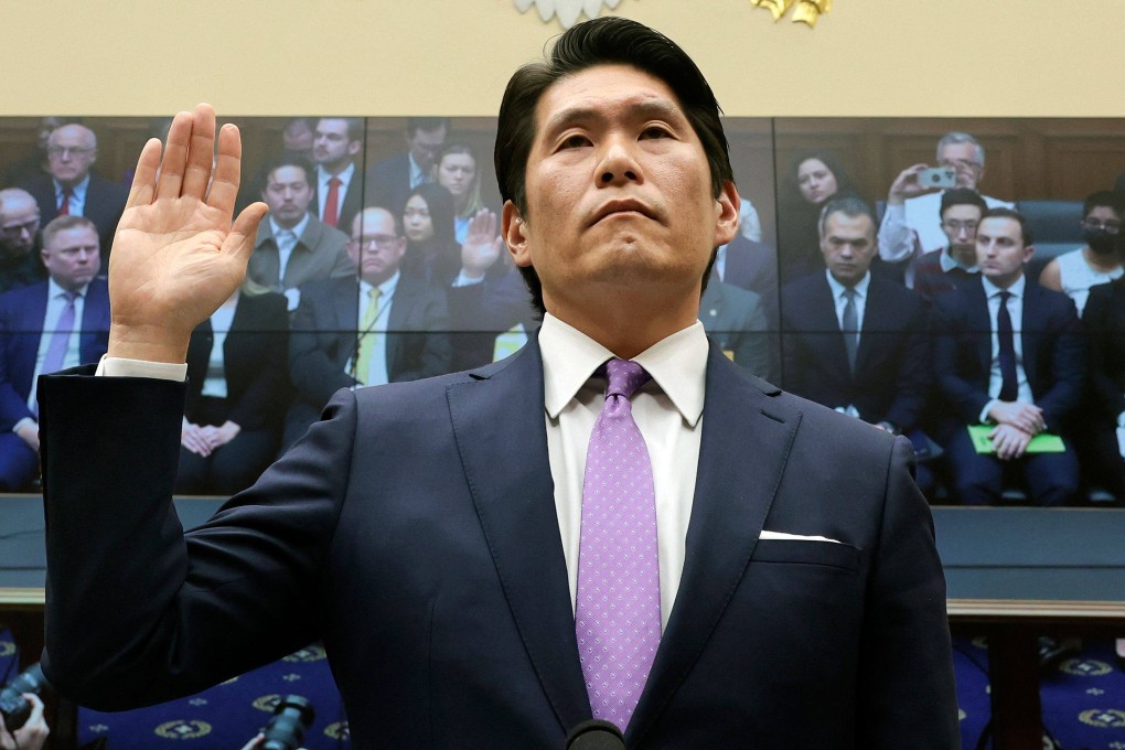 Former special counsel Robert Hur is sworn in to testify to the House Judiciary Committee in Washington on Tuesday. Photo: AFP