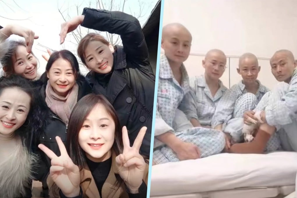 To save the lives of their young nephew and niece who were badly burned in a house fire, four aunts in China along with the kids’ mother shaved their heads and underwent skin graft procedures. Photo: SCMP composite/Douyin