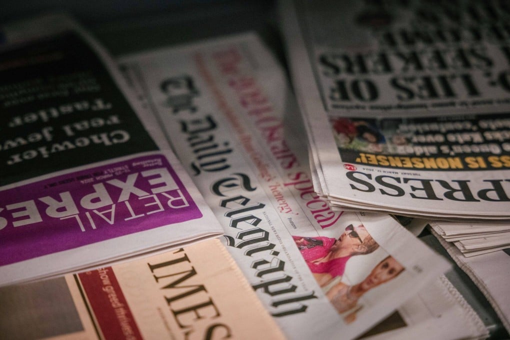 Copies of The Daily Telegraph newspaper and other titles. Photo: Bloomberg